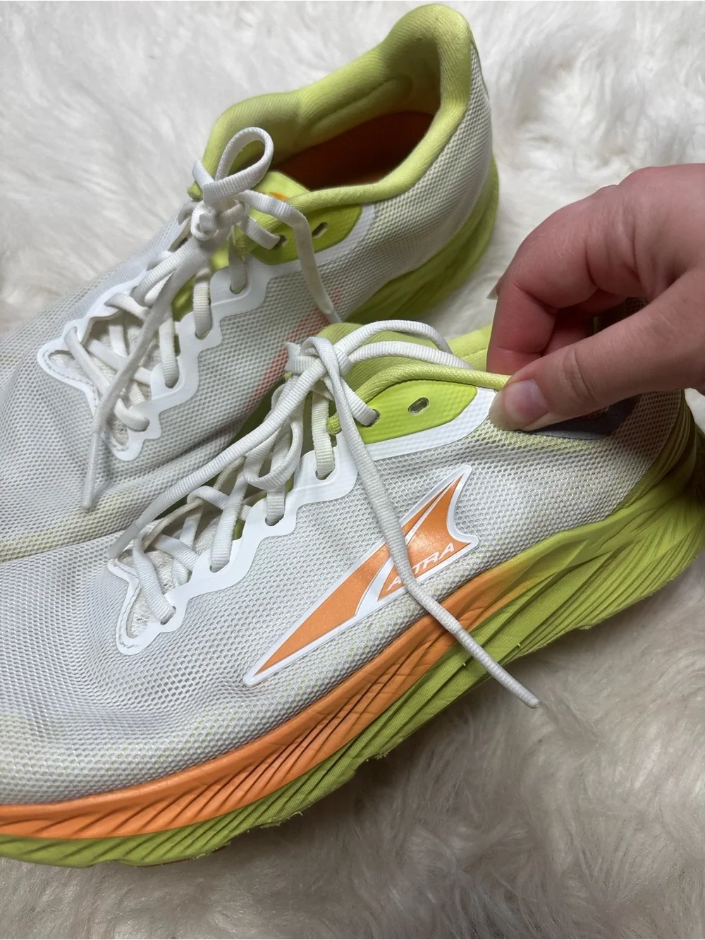 Altra Women’s Rivera 3 Road Running Shoes in White, Lime, & Orange - size 9